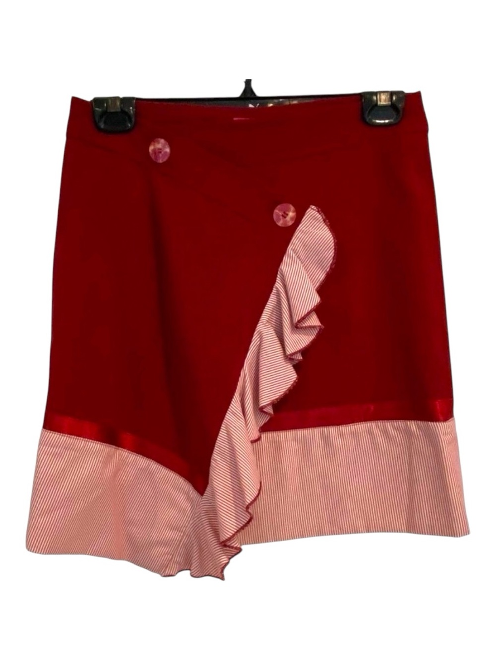 On&on skirt recycled materials unique asymmetrical woven burgundy red stripes 3